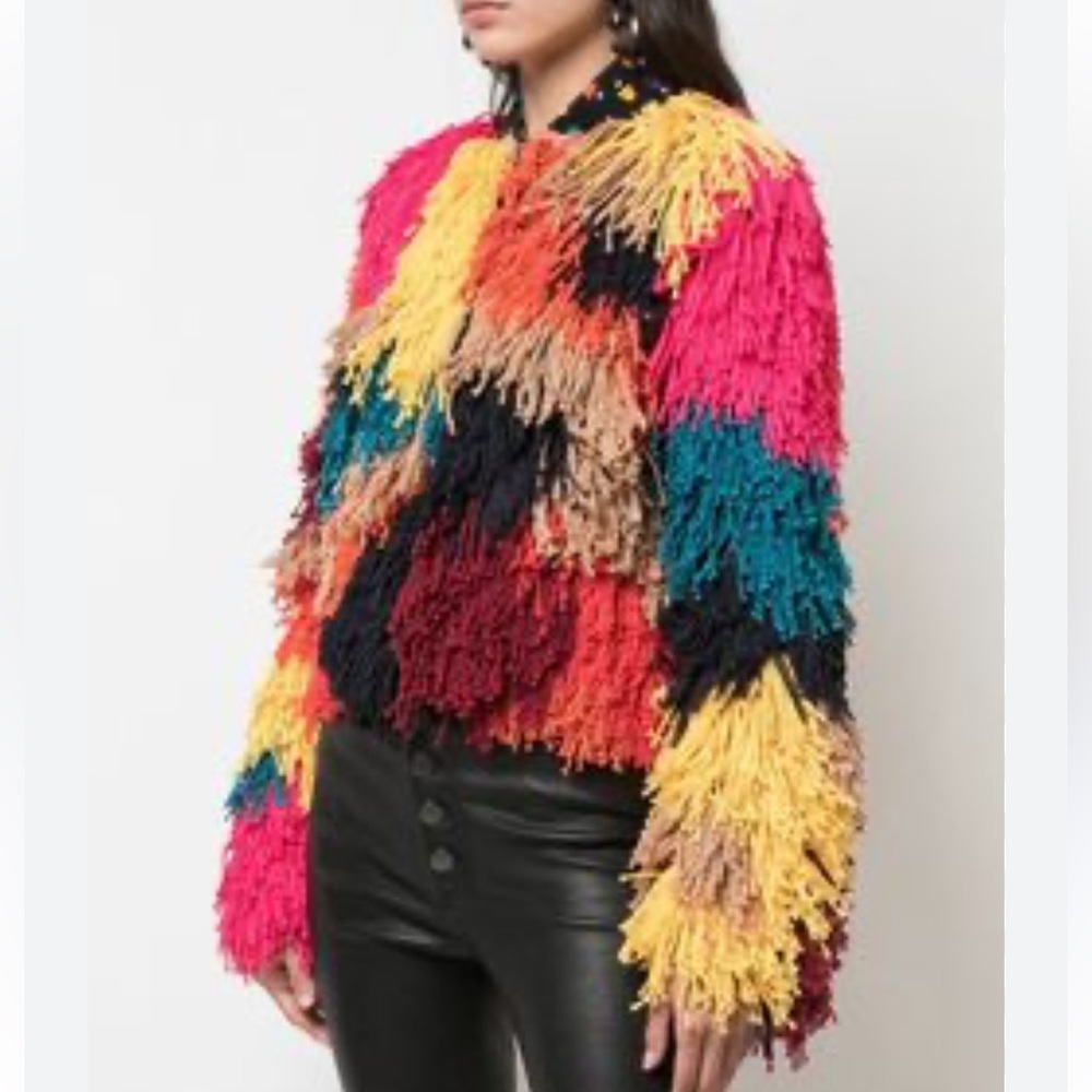 NWT - Alice + Olivia - Multicolor Yarn Fringe Jacket